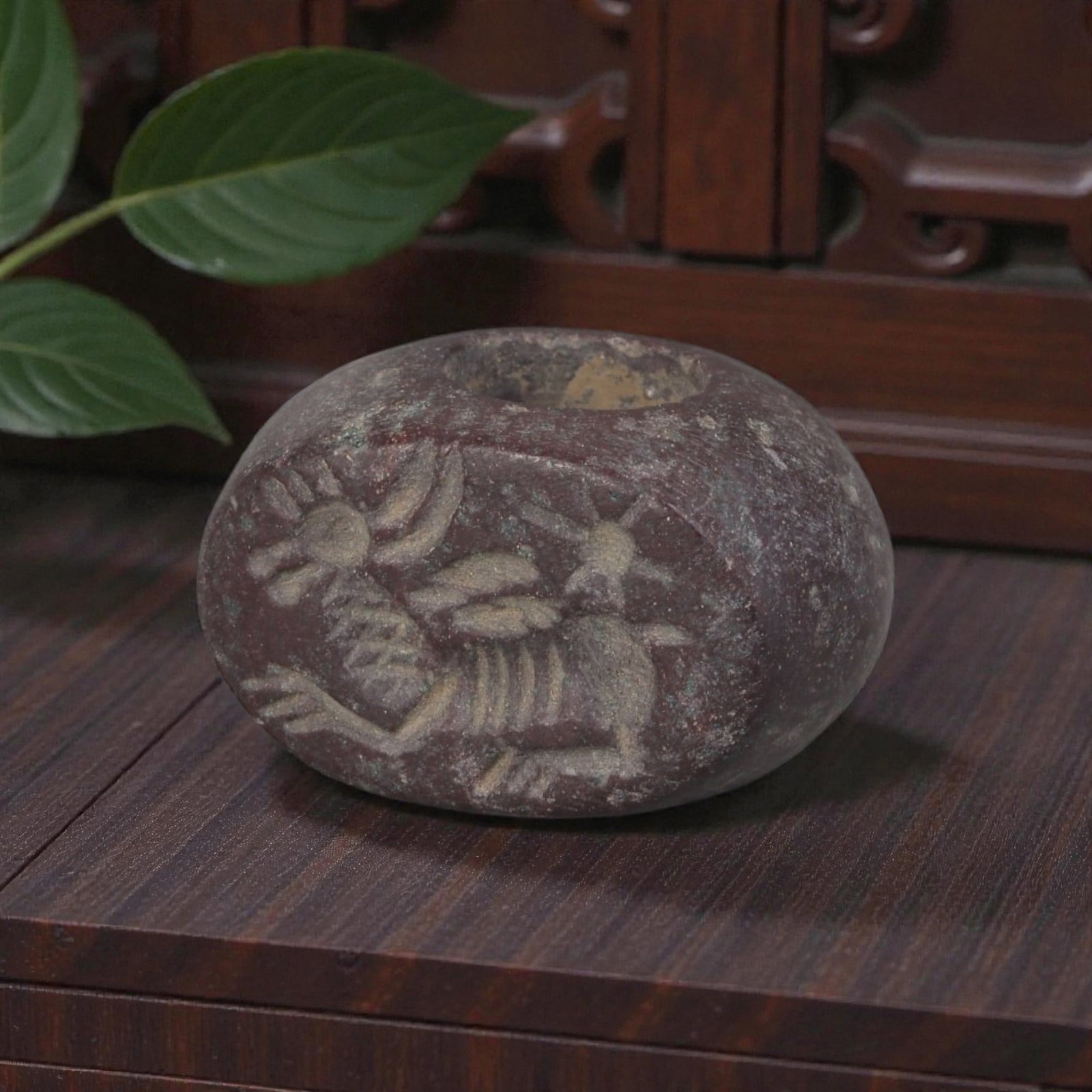 Ancient Sasanian Jasper Winged Quadruped with Sun Motif Stamp Seal, 19AP (1 of 2)