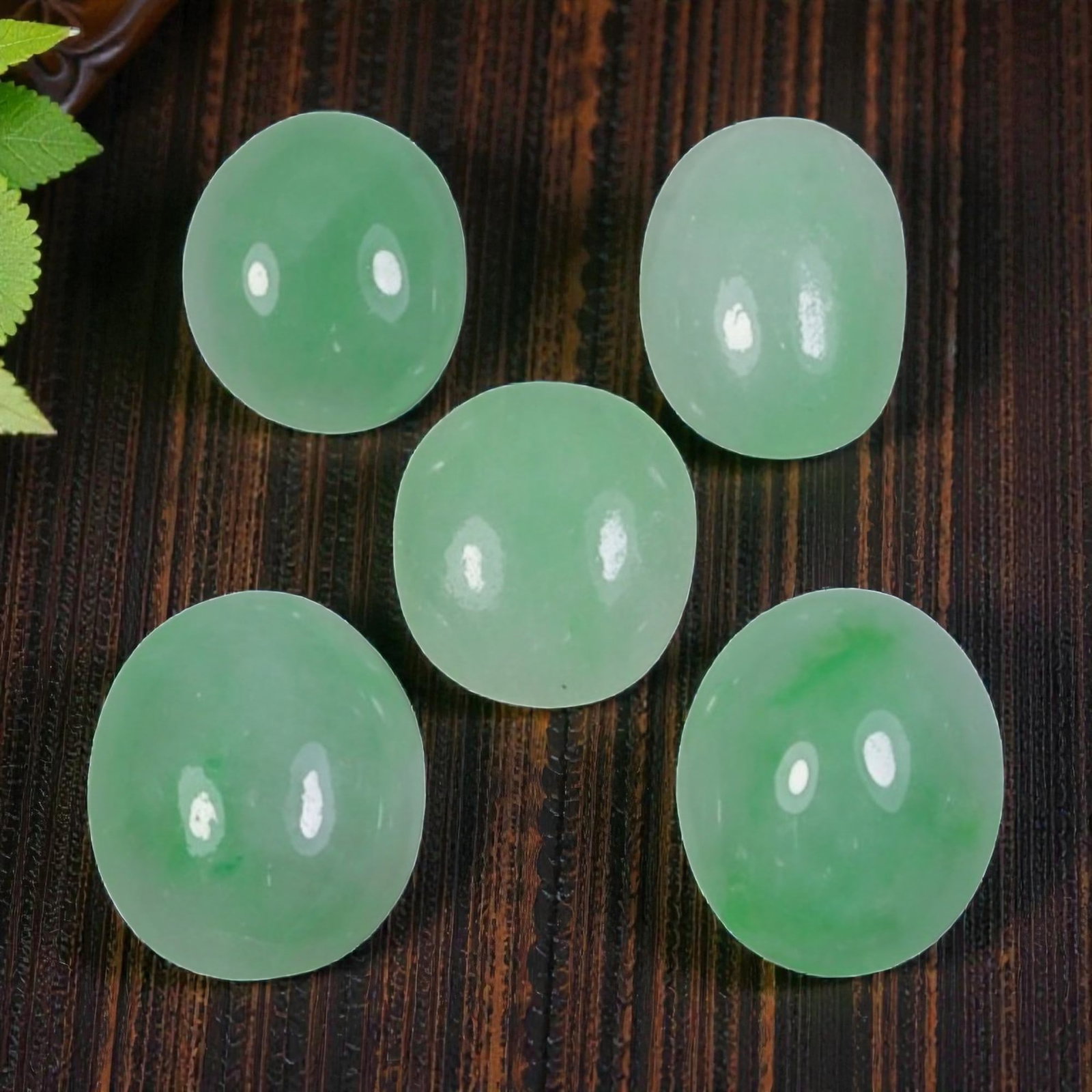8.03ct 5 Pcs Natural Burmese Type A Jadeite Jade Cabochon Gemstones, 26AN (1 of 1)