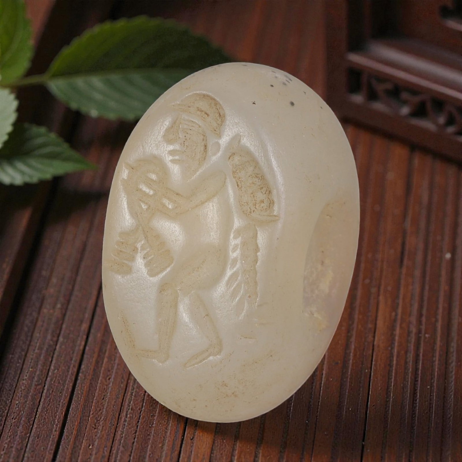 Ancient Sasanian Chalcedony Stamp Seal with Figural Motif, 30AP (1 of 2)