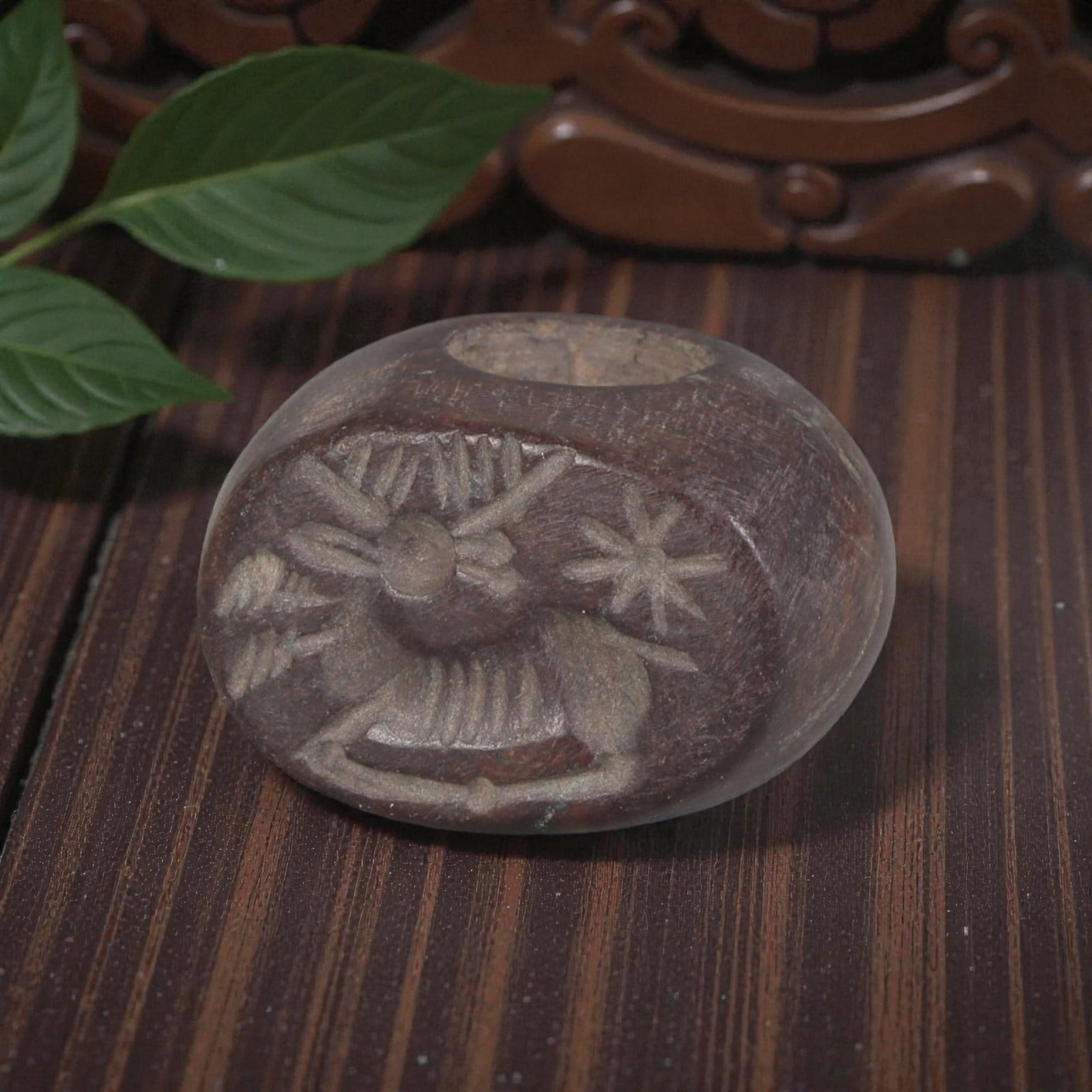 Ancient Sasanian Jasper Stag with Star Motif Stamp Seal, 23AP: Crafted from rich, earth-toned jasper with natural patination, this ancient Sasanian stamp seal features a deeply incised motif of a stylized stag alongside a star symbol. The stag is depicted in prof