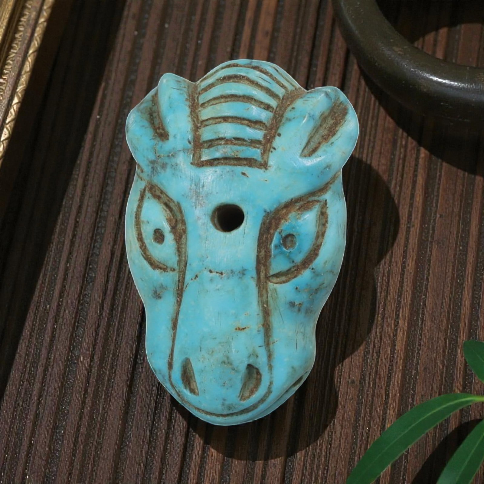 Ancient Coptic Egyptian Turquoise Stone Zoomorphic Amulet, Roman to Coptic Era, 82YD (1 of 2)