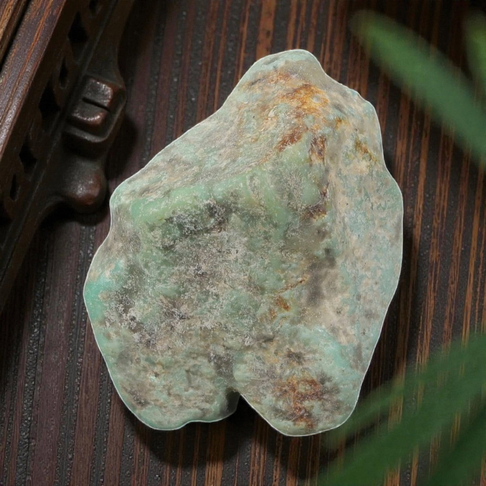 62ct Natural Kingman Turquoise Rough - Arizona USA, 42ZB: This is a natural, unpolished Kingman turquoise rough specimen from Arizona, USA, exhibiting soft greenish-blue turquoise hues within a weathered, earthy host matrix. The stone retains its completely 
