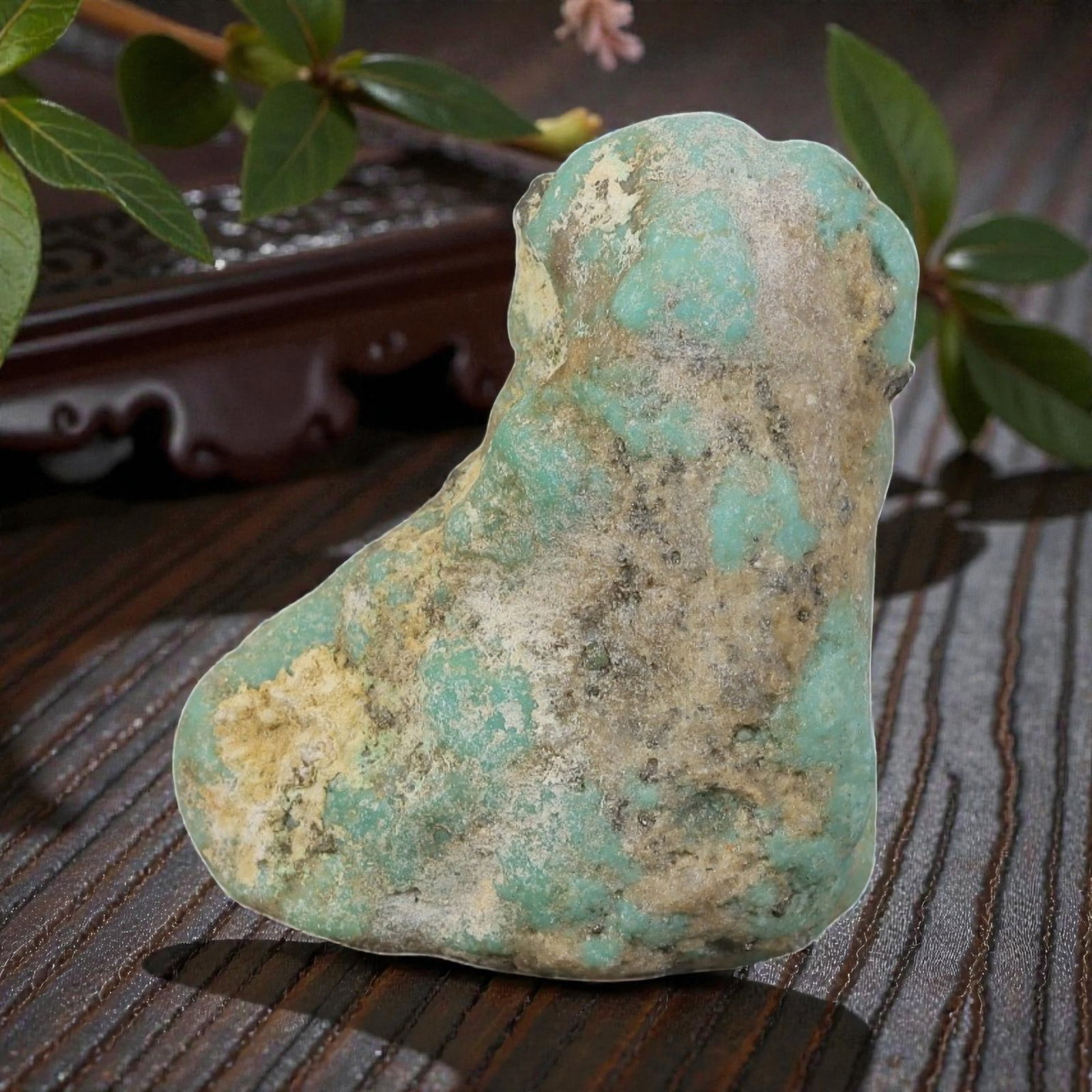 90ct Natural Kingman Turquoise Rough - Arizona USA, 43ZB: This is a natural, unpolished Kingman turquoise rough specimen from Arizona, USA, featuring prominent light blue-green turquoise formations within a naturally weathered host matrix. The stone retains 