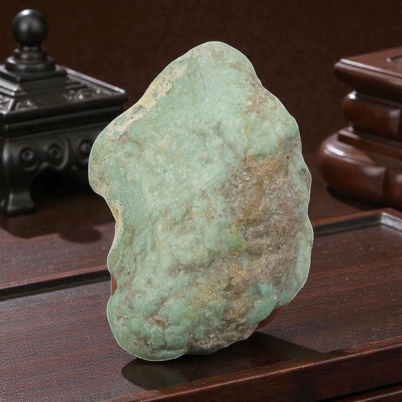 44ct Natural Kingman Turquoise Rough - Arizona USA, 36ZB: This is a natural, unpolished Kingman turquoise rough specimen from Arizona, USA, displaying soft greenish-blue turquoise hues within a naturally weathered host matrix. The stone retains its completel