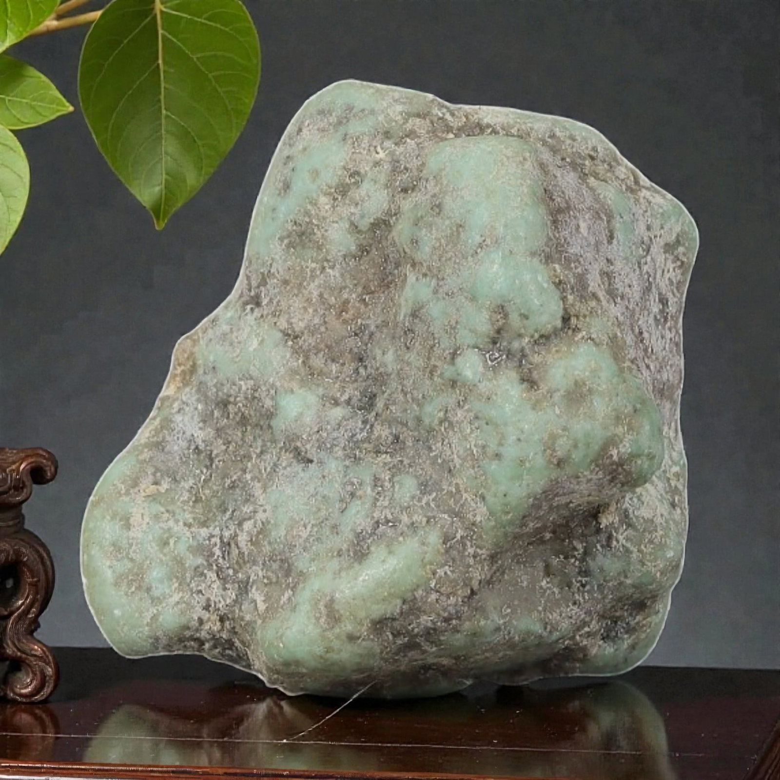 59ct Natural Kingman Turquoise Rough - Arizona USA, 33ZB: This is a natural, unpolished Kingman turquoise rough specimen from Arizona, USA, with soft light turquoise hues visible within a naturally weathered, greyish host matrix. The stone retains its comple