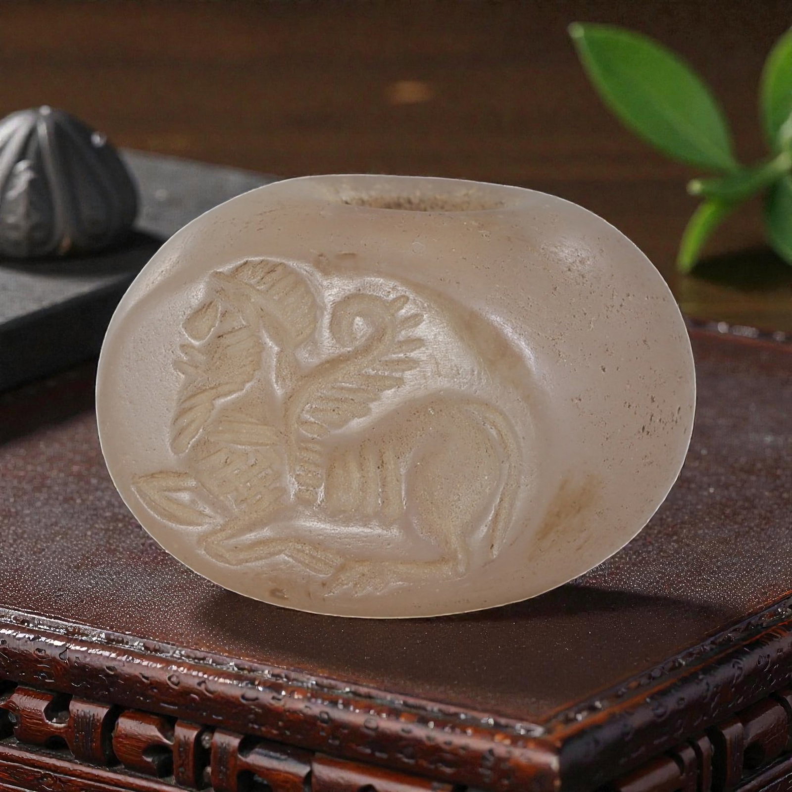 Ancient Sasanian Chalcedony Zoomorphic Stamp Seal, 74YD (1 of 2)