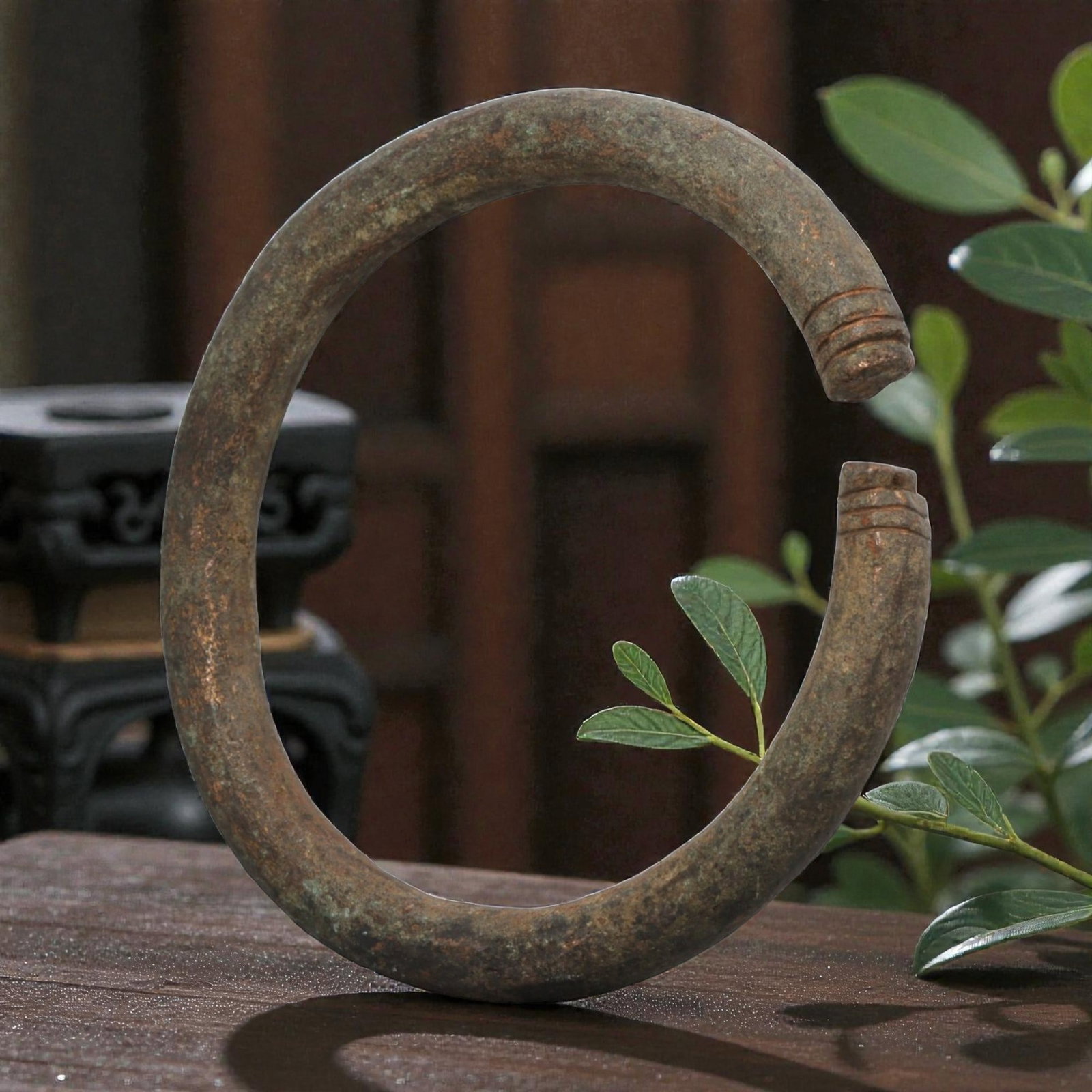 Ancient Bronze Bracelet - Roman Decorated Penannular Bangle, 88BN (1 of 2)