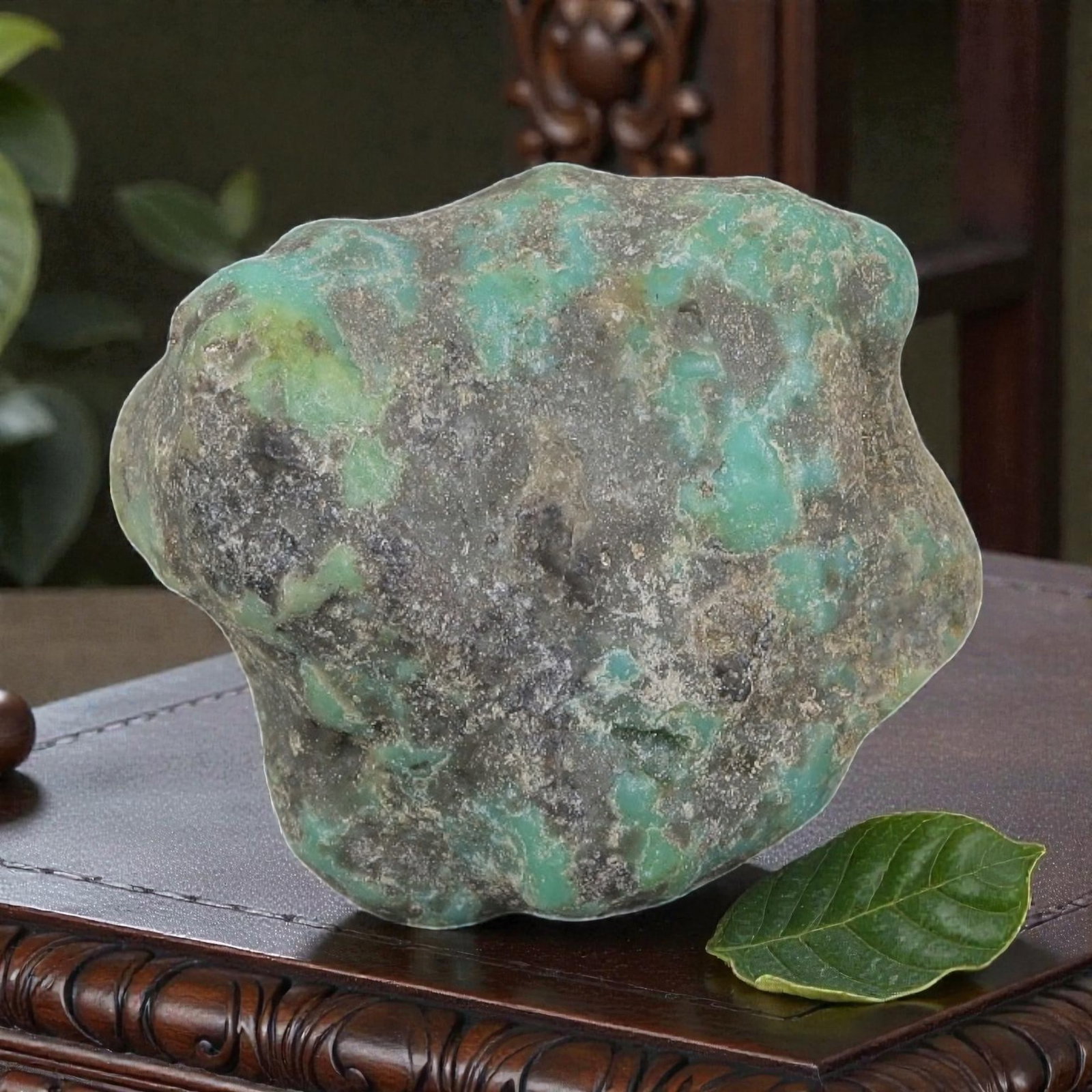 54ct Natural Kingman Turquoise Rough - Arizona USA, 37EB: This is a natural Kingman turquoise rough stone, measuring approximately 2.5x1.5cm with a total carat weight of 54ct. The stone features soft greenish-blue turquoise matrix scattered within its natura