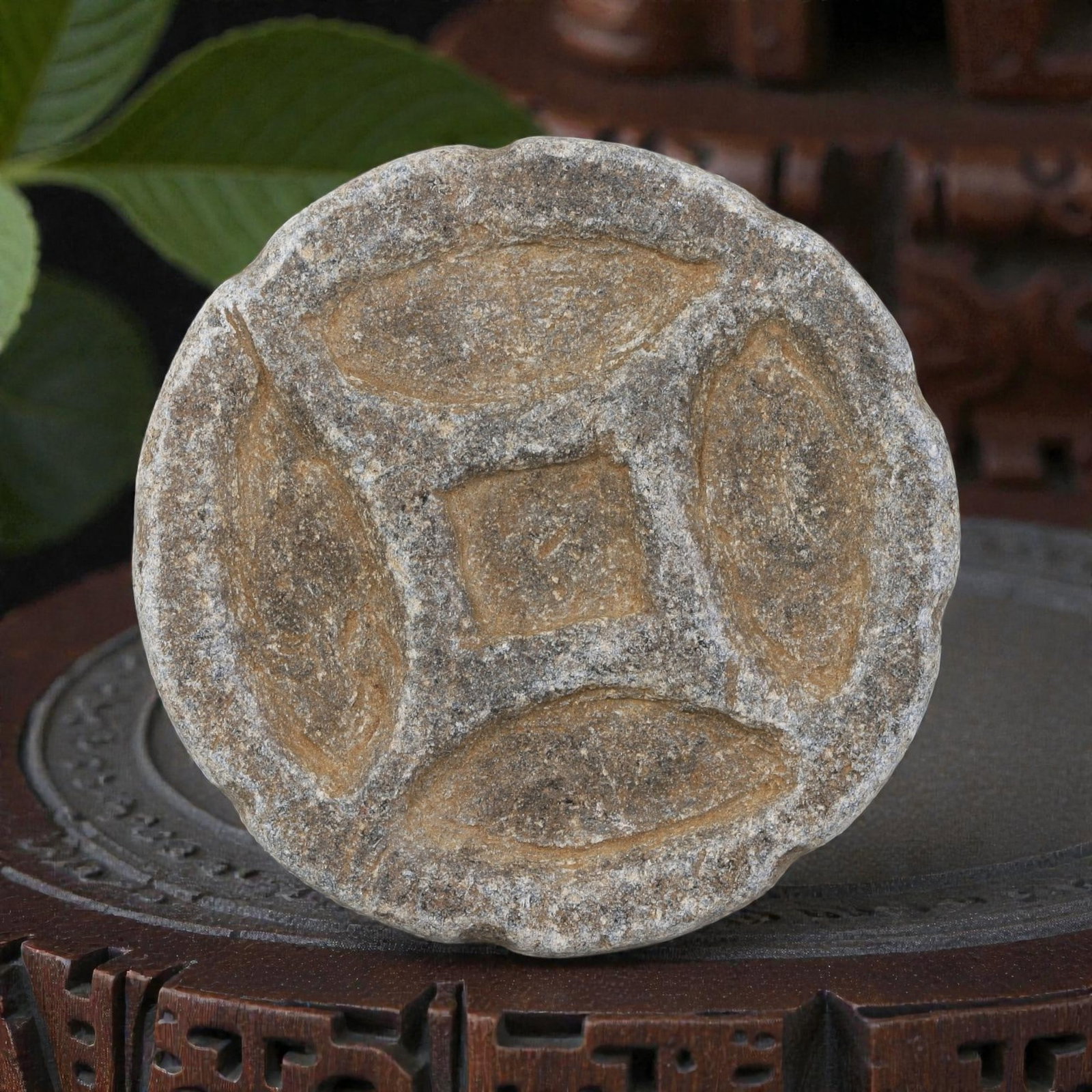 Ancient Silk Road Schist Geometric Stamp Seal, 44YD (1 of 2)