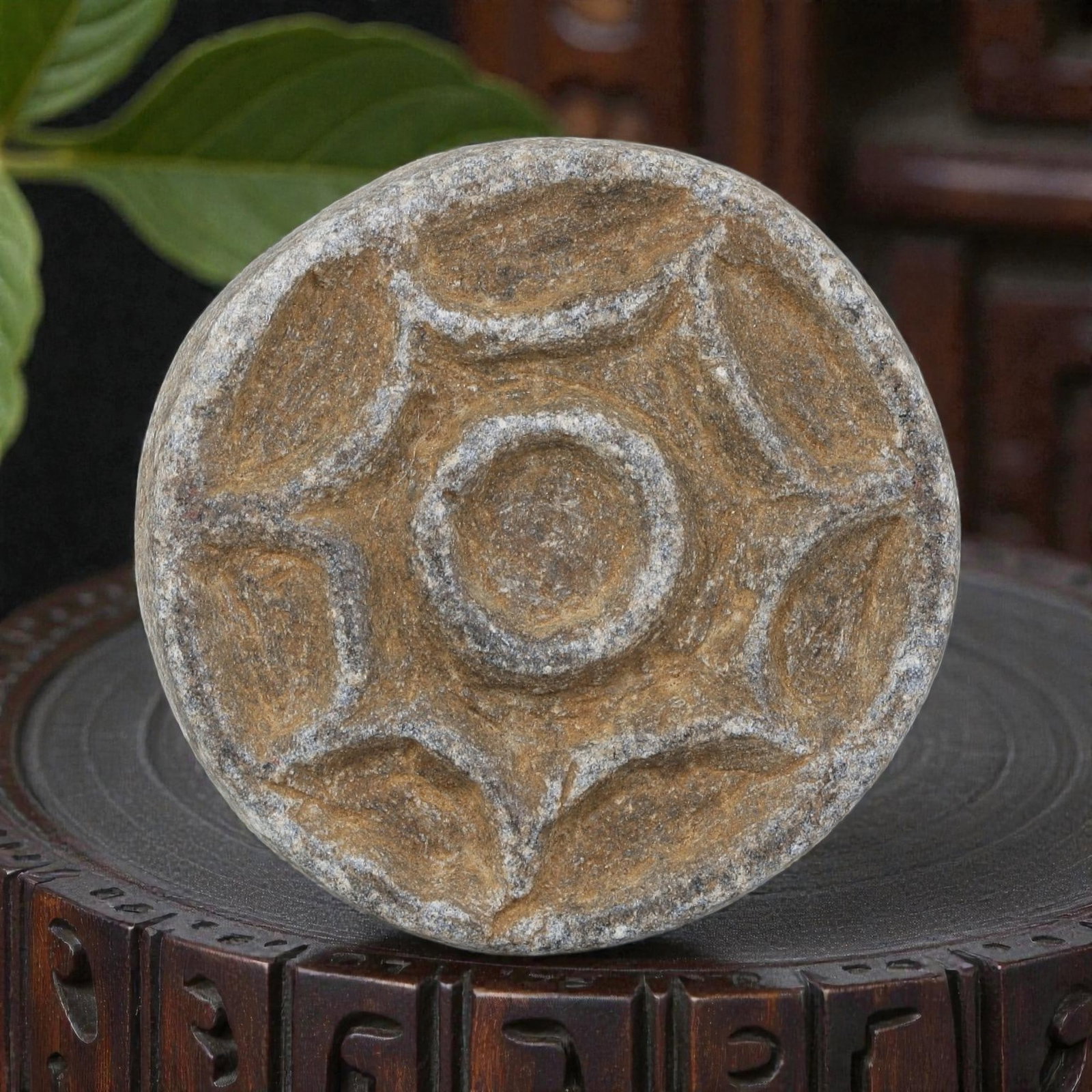 Ancient Silk Road Schist Geometric Stamp Seal, 39YD (1 of 2)