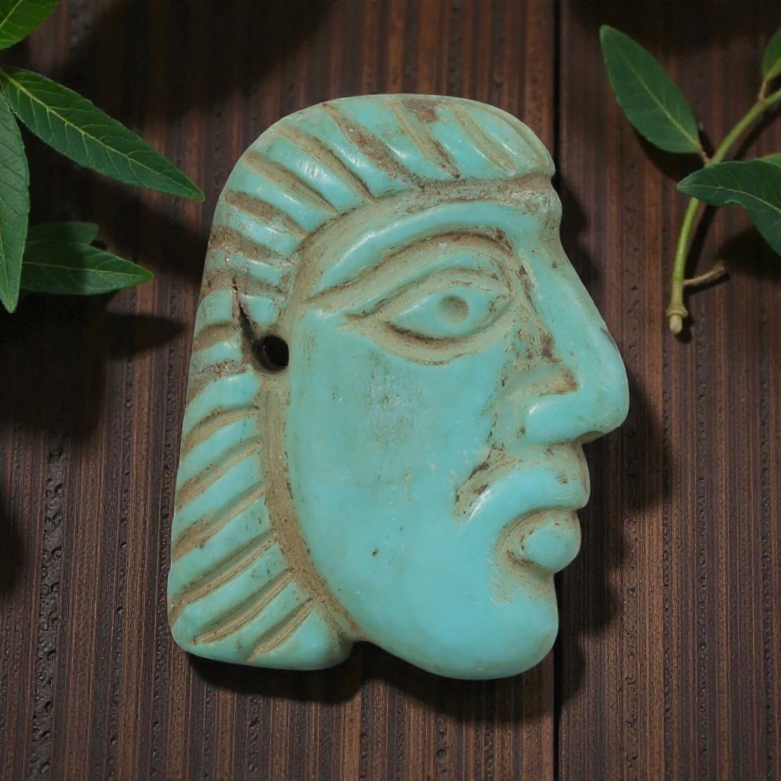 Ancient Coptic Egyptian Turquoise Stone Anthropomorphic Amulet, Roman to Coptic Era, 81YD (1 of 2)