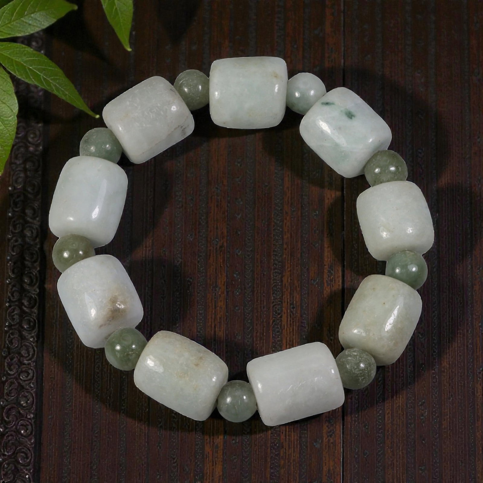 Natural Type A Burmese Jadeite Beaded Bracelet, 100AJ (1 of 1)