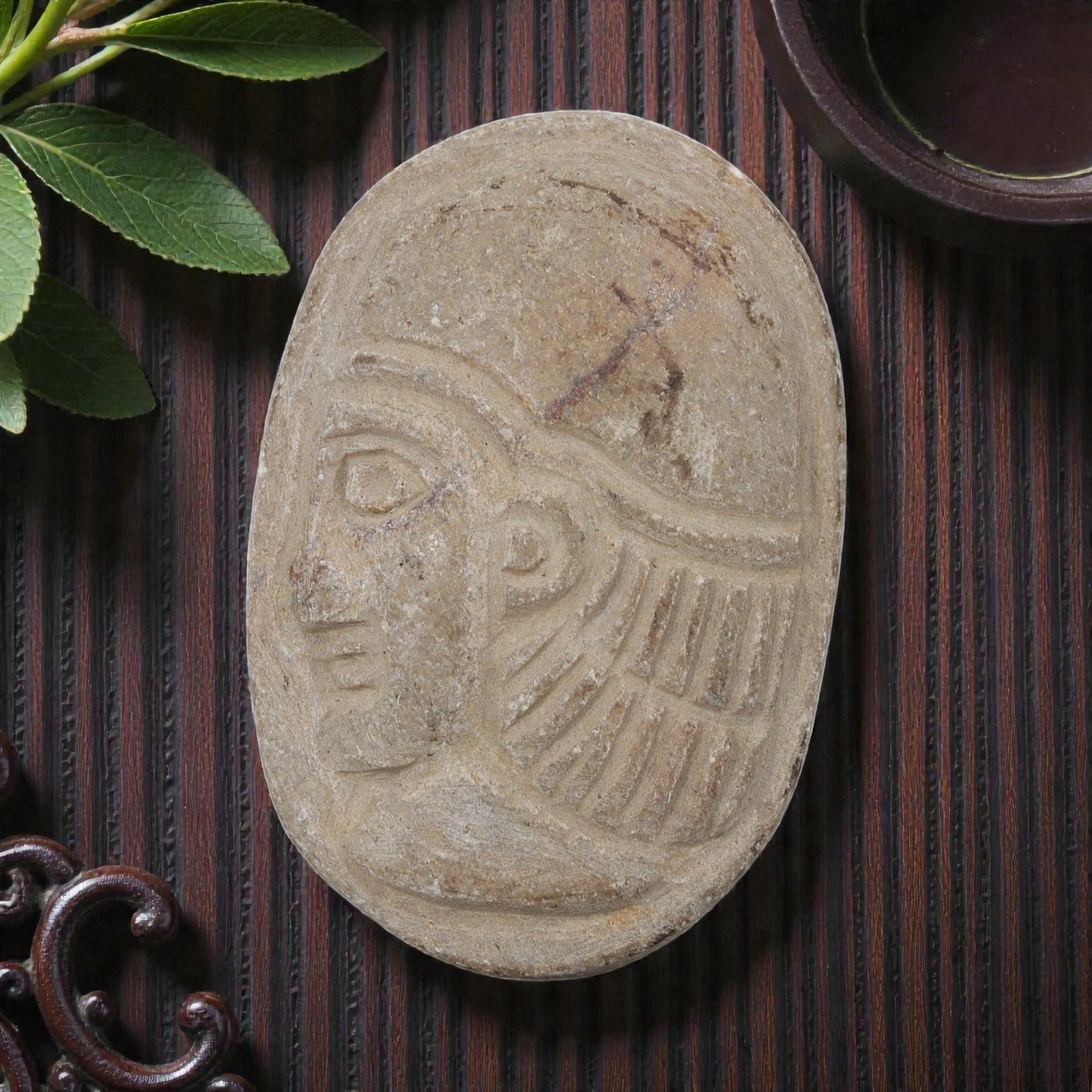 Antique Egyptian Steatite Intaglio with Profile Head Motif, 39AP (1 of 2)
