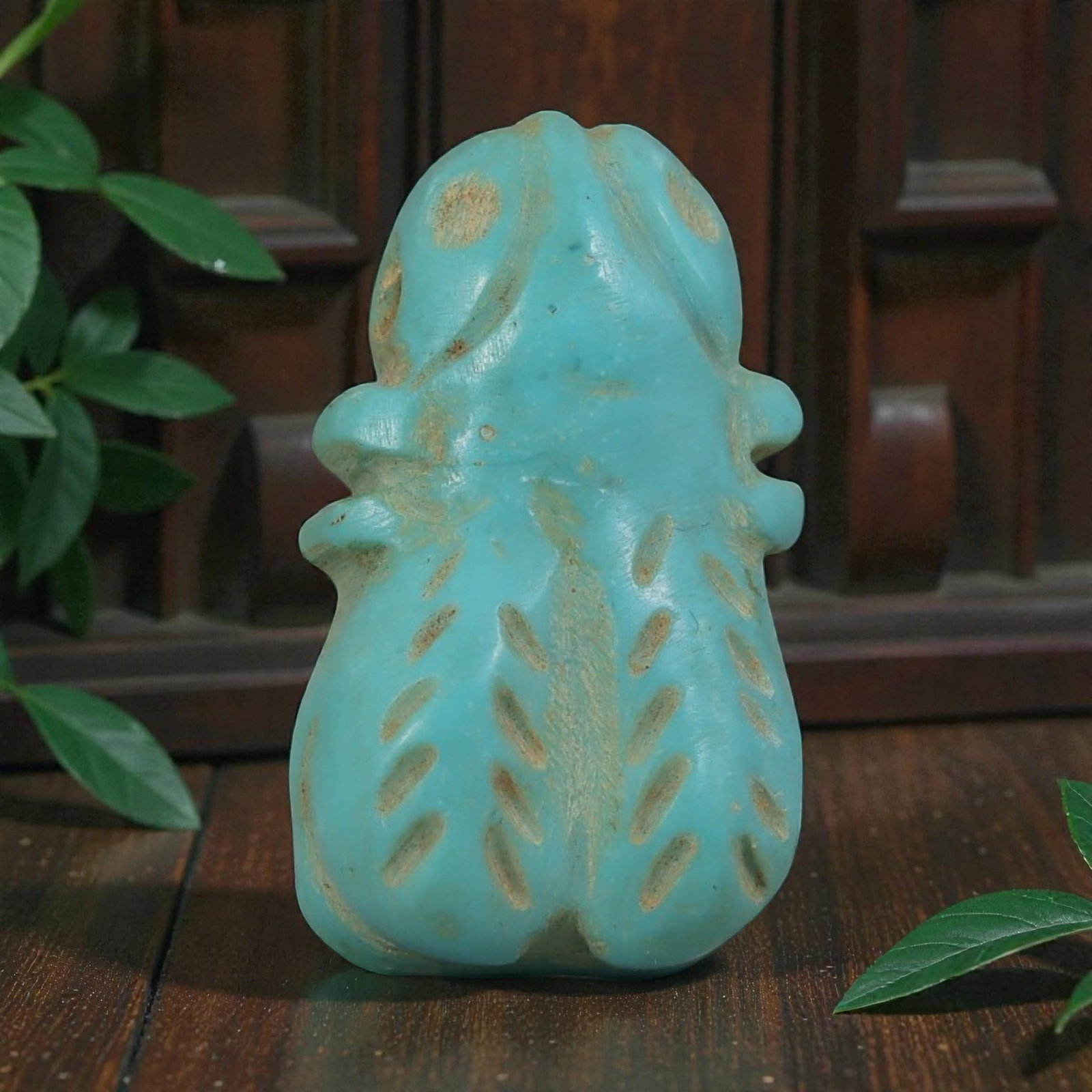 Antique Coptic Egyptian Style Turquoise Stone Fly Amulet, 5AP (1 of 2)
