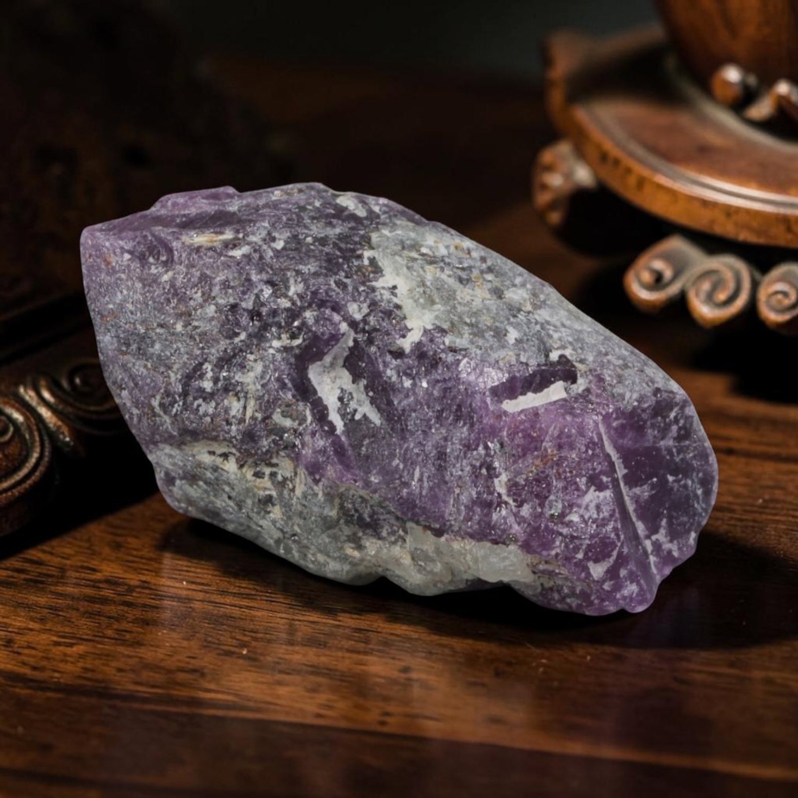 22.22ct Natural Mauritania Ruby Rough (Unheated), 95AM: This unheated Mauritania ruby rough is a captivating natural crystal specimen, featuring vivid magenta-purple ruby formations embedded in a contrasting greyish matrix. The stone's rugged, unpolished s