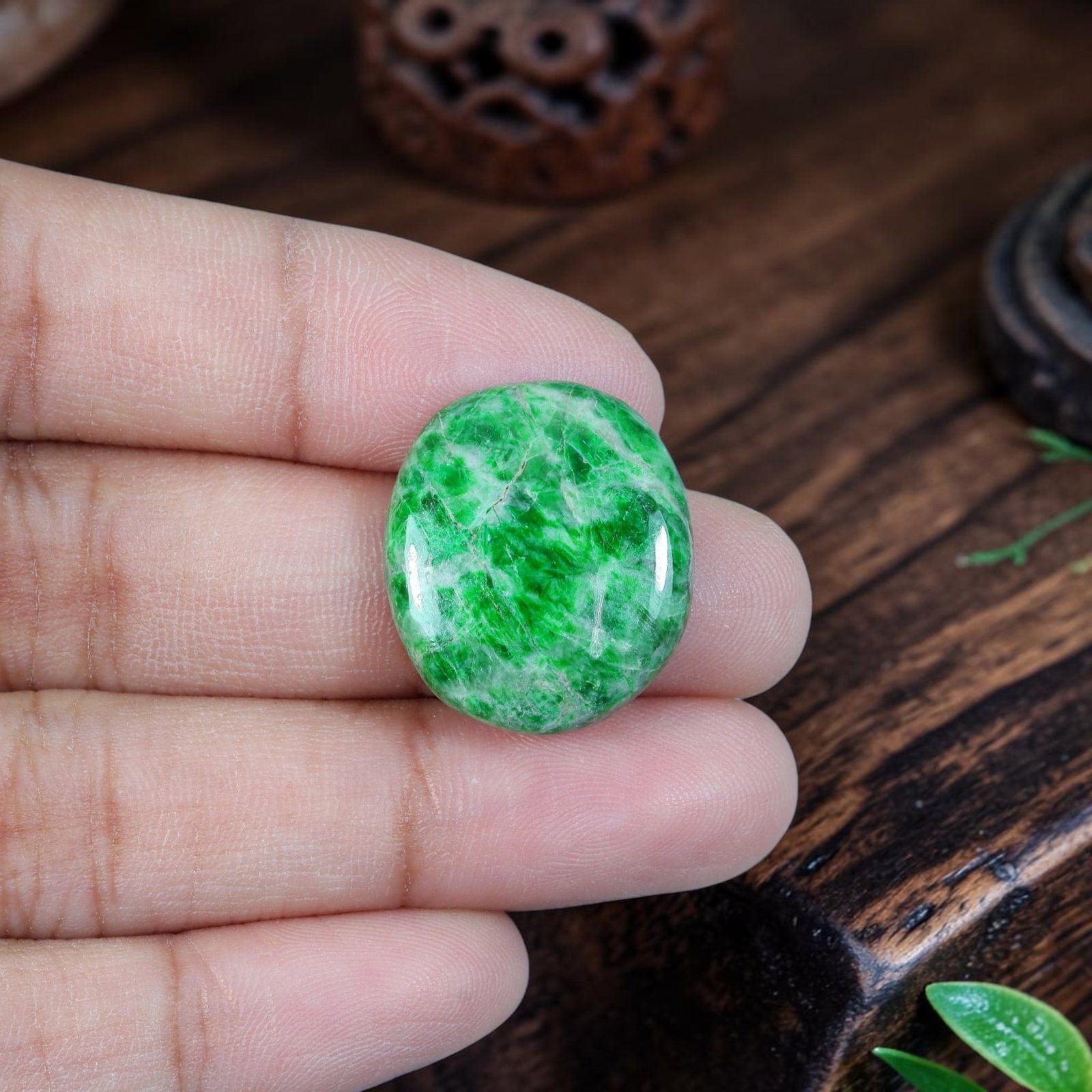15.07ct Natural Burmese Type A Jadeite Jade Cabochon, 95EB (1 of 2)