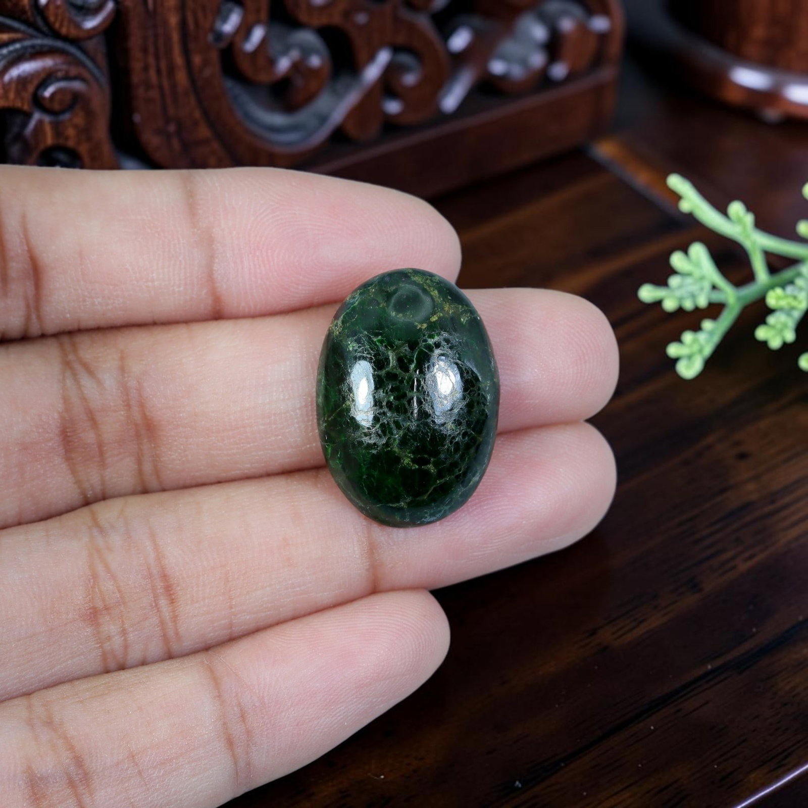 14.30ct Natural Burmese Type A Jadeite Jade Cabochon, 11EC (1 of 2)