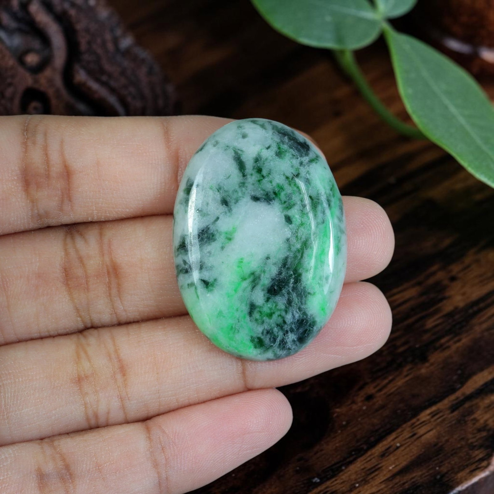 45.59ct Natural Burmese Type A Jadeite Jade Cabochon, 72EB (1 of 2)