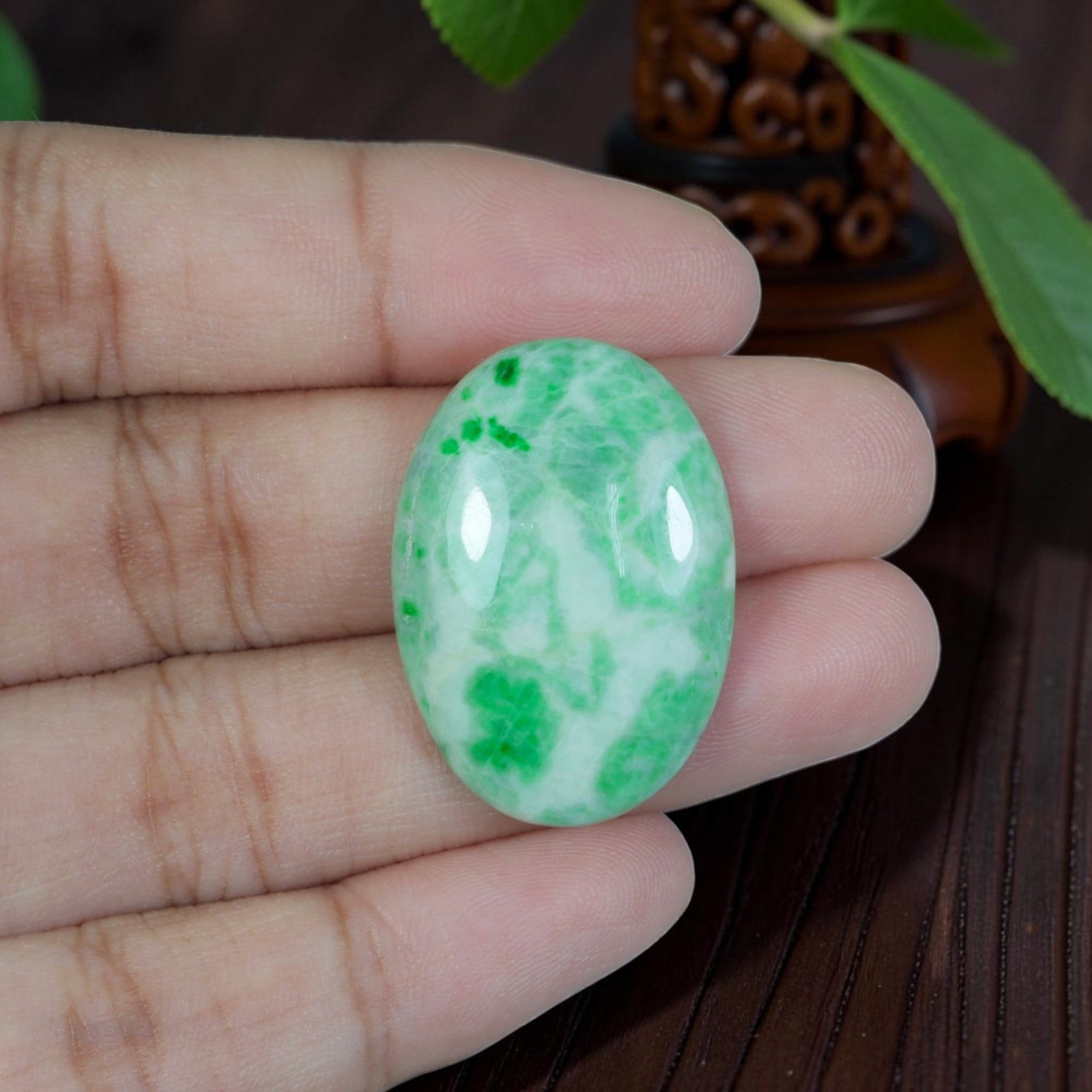 22.72ct Natural Burmese Type A Jadeite Jade Cabochon, 69EB (1 of 2)