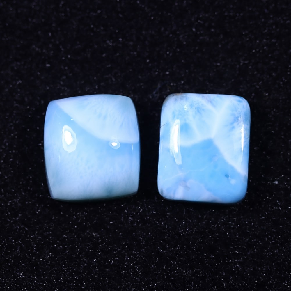 *20.59cts Natural Larimar Set - Polished Cabochon, 1111B: Ksmith Heritage Auctioneers Subject: Natural Larimar Carat Weight: 20.59 cts Dimension: 13.6x12.2x6.6 mm Type: Cabochon, Polished