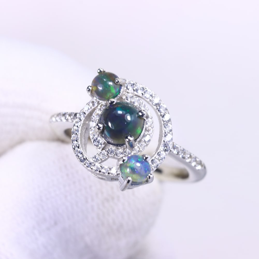 3.29g Opal Ring - 925 Sterling Silver - Size US 6.5 , 129C (1 of 3)