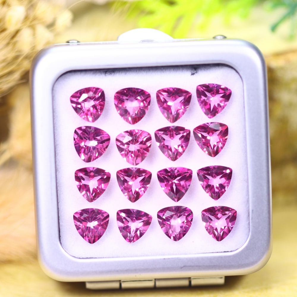 *14.10cts Natural Pink Topaz Set - Polished Faceted , 6mm, 48C (1 of 2)