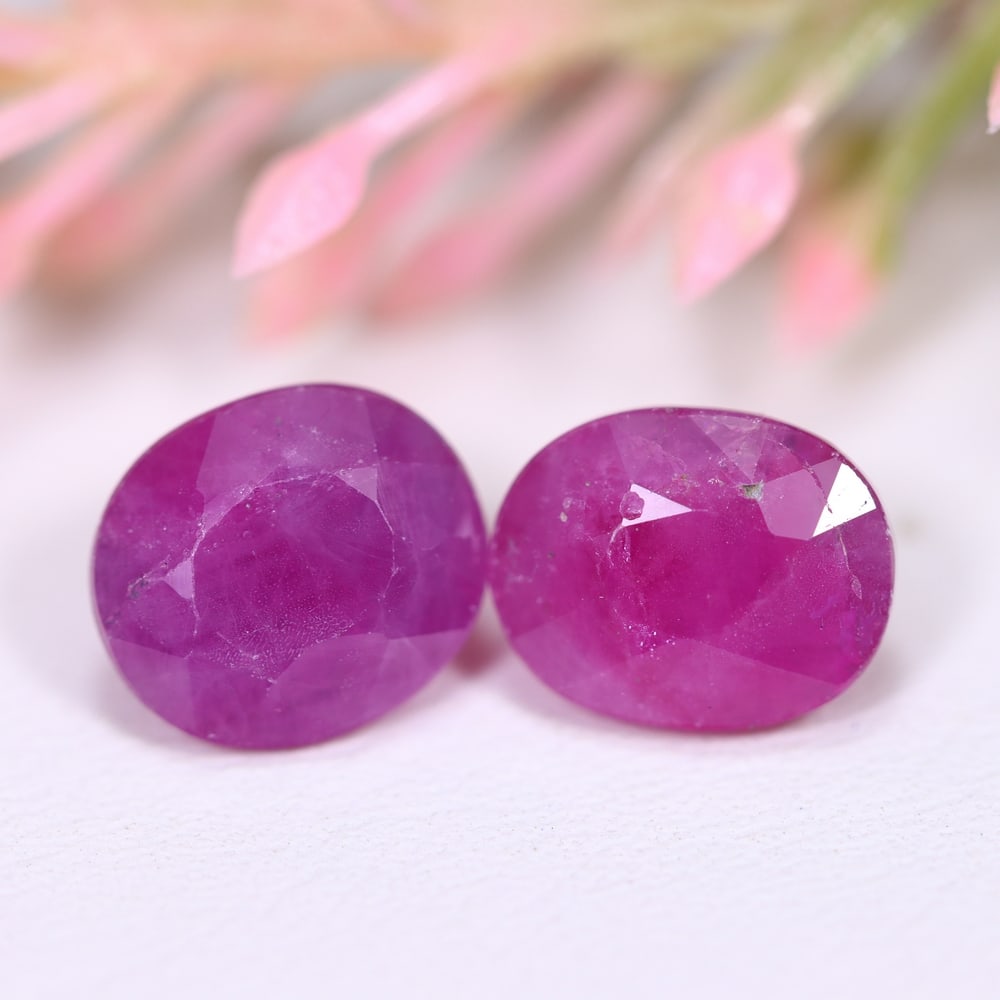6.45Ct Red Ruby Set - Polished Faceted , 830E (1 of 2)