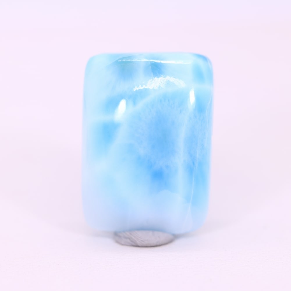 *16.73Ct Natural Larimar - Polished Cabochon , 245C: Ksmith Heritage Auctioneers Subject: Natural Larimar Carat Weight: 16.73 Ct Dimension: 19.4x13.9x6.1 mm Type: Cabochon, Polished