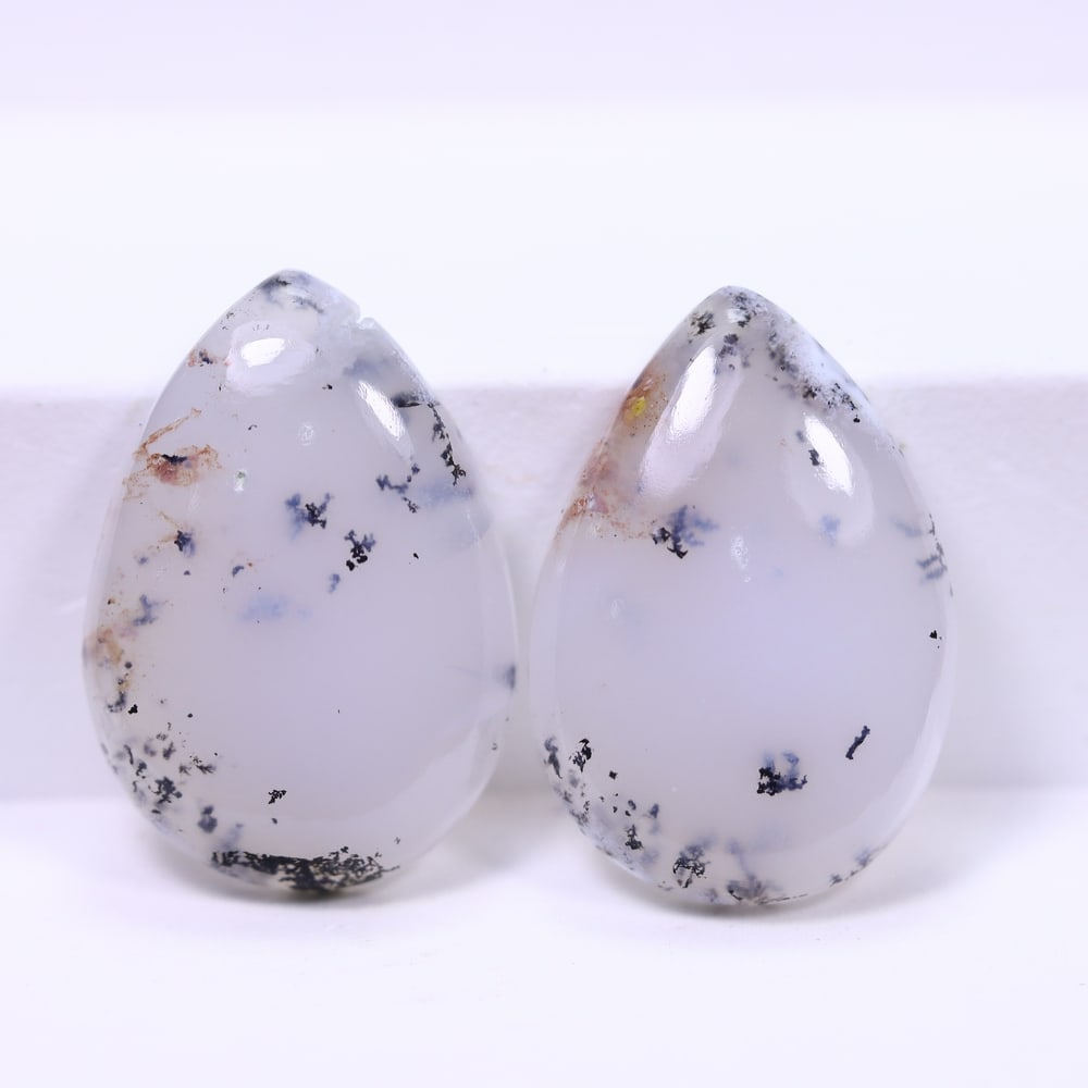17.10Ct Dendrite Opal Pair - Cabochon Polished , 720E (1 of 2)