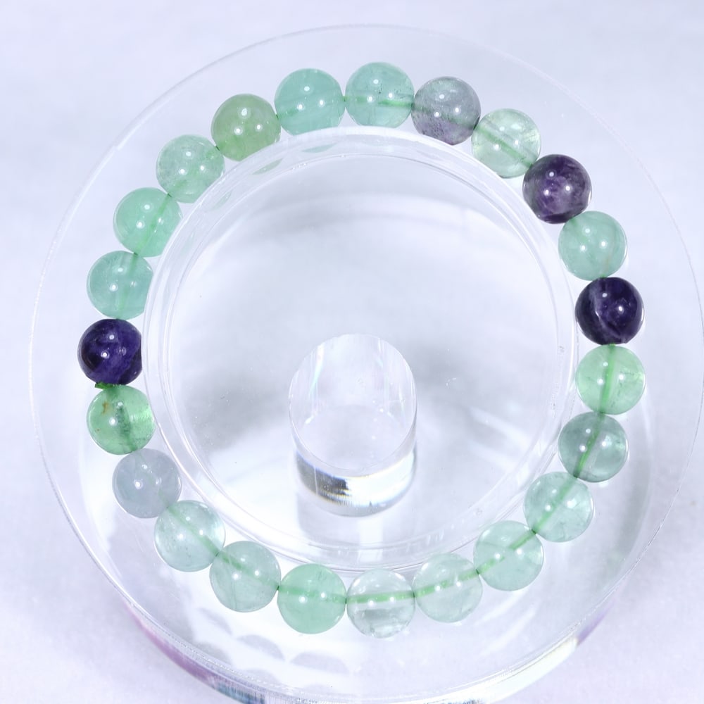 20.74g Fluorite Bracelet - Polished Beads , 1114E: Ksmith Heritage Auctioneers Subject: Natural Fluorite Carat Weight: 20.74g