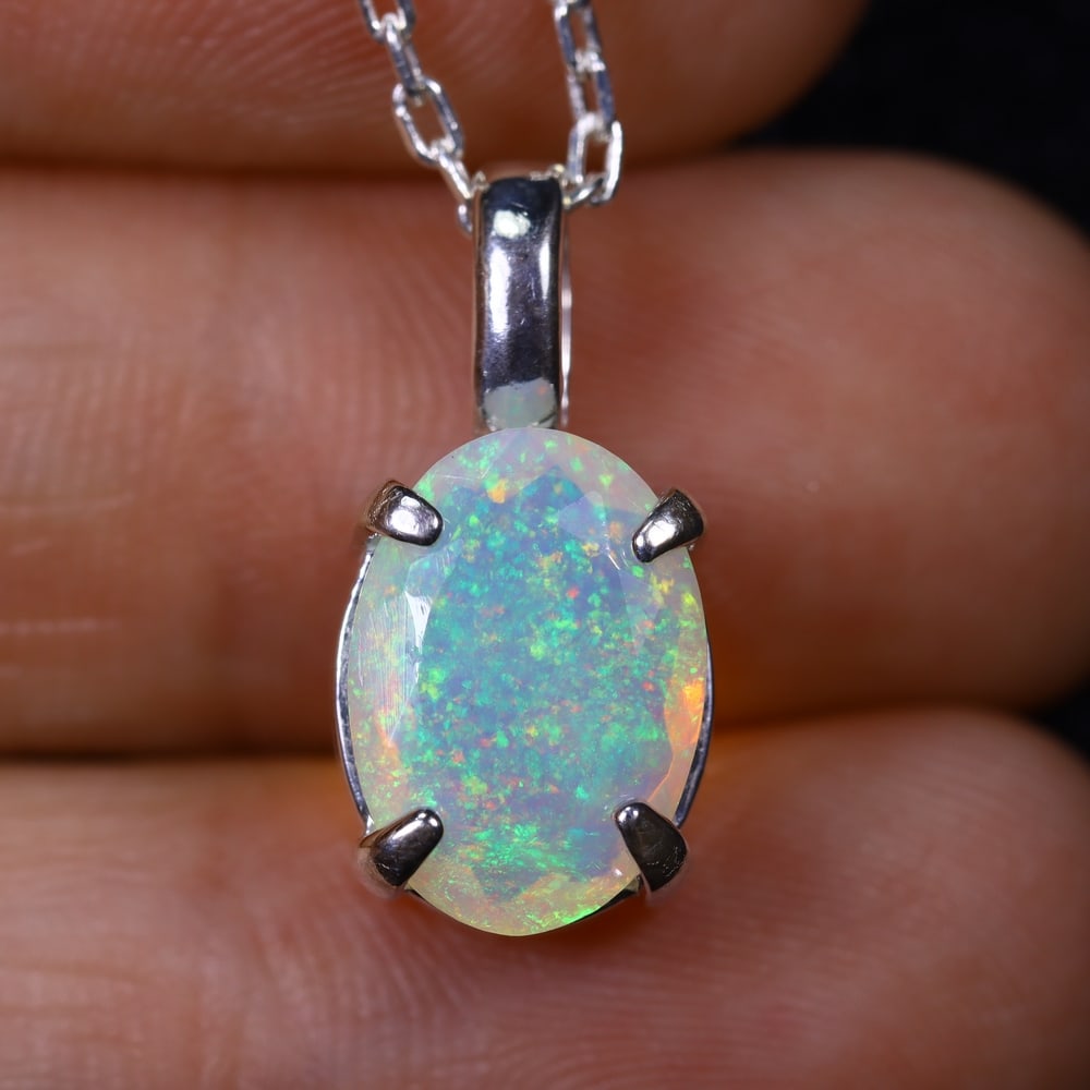 1.65g Natural Opal Stone Sterling Silver 925 Necklace (Pendant with Chain) , 510E (1 of 5)