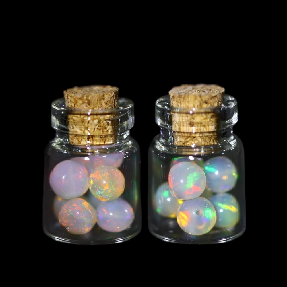 Twin Pack - 4.5mm Ethiopian Opal Ball in Display Jar - Bottle Size 1.5cm , 76C (1 of 2)