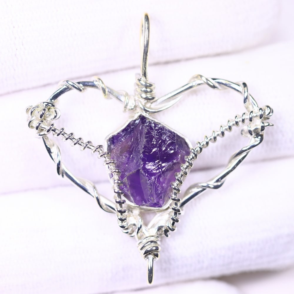 5.66g Crystal Rock Wire Wrap Pendant - 925 Silver , 536E (1 of 2)