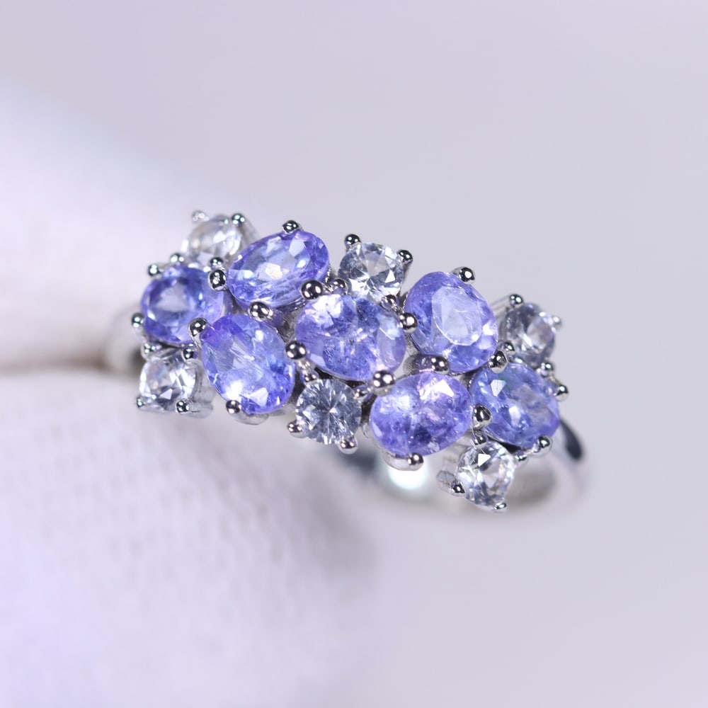 Ring US7 Tanzanite & White Topaz - 925 Sterling Silver , 284E (1 of 3)