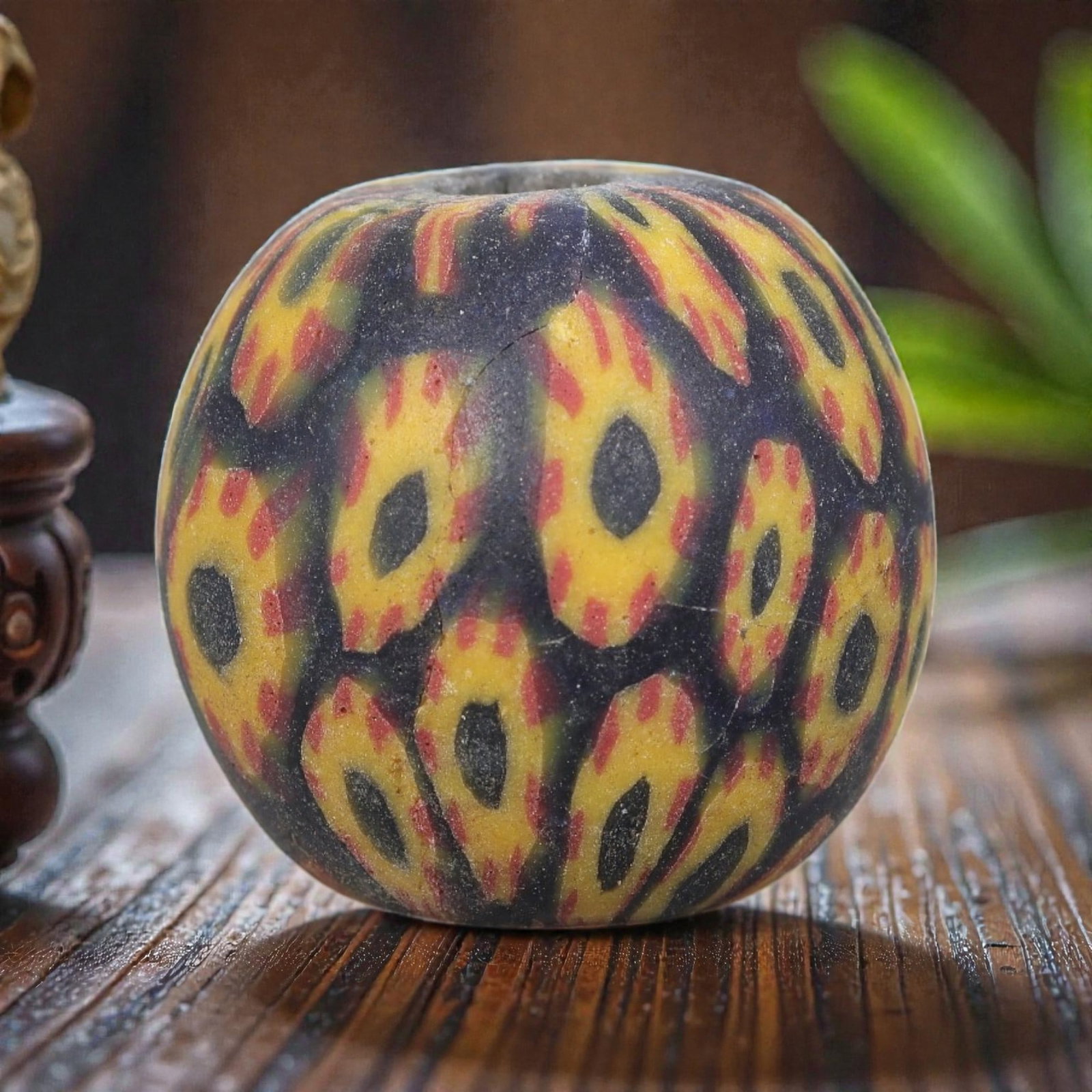Antique Glass Bead - Islamic Jatim Peacock Eye Mosaic, 64AP (1 of 2)