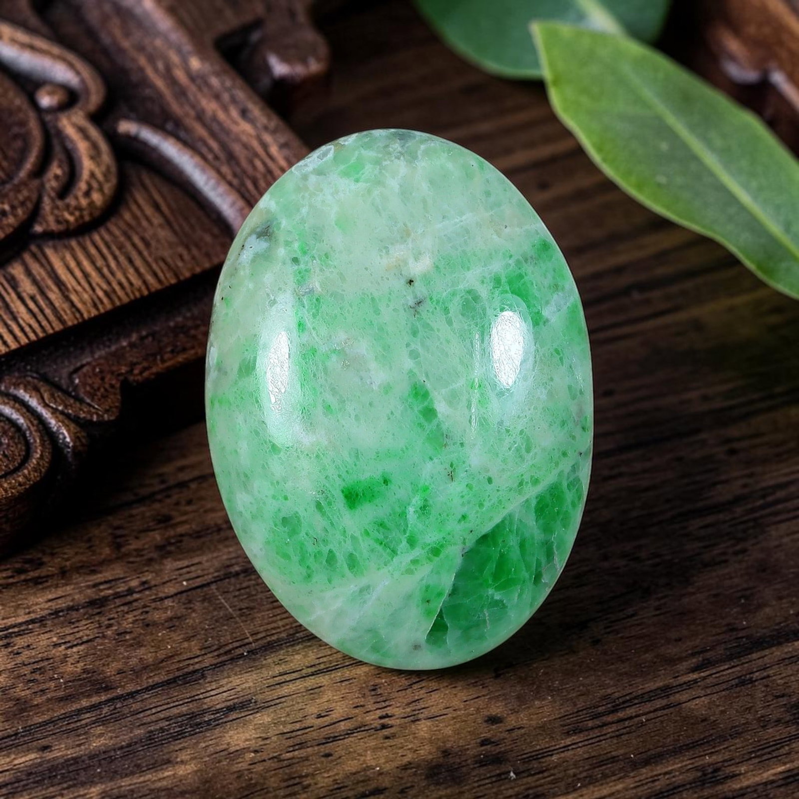 18.22ct Natural Burmese Type A Jadeite Jade Oval Cabochon, 96AP: Polished from untreated natural Burmese Type A jadeite jade, this oval cabochon features a plump domed polish paired with a flat base engineered for ring or pendant mounting. Soft pale mint green base