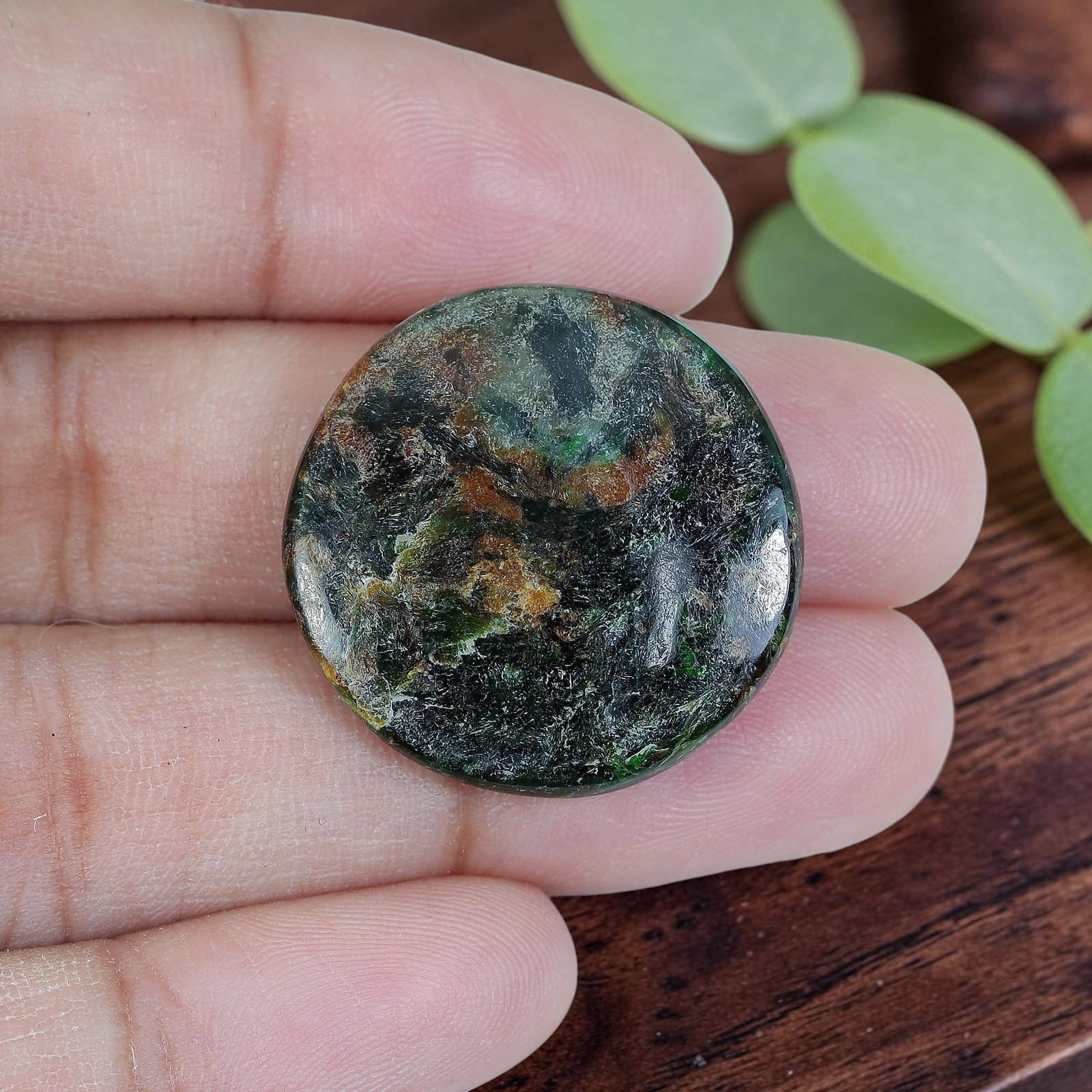 23.78ct Natural Burmese Type A Jadeite Jade Round Cabochon, 84AP (1 of 2)