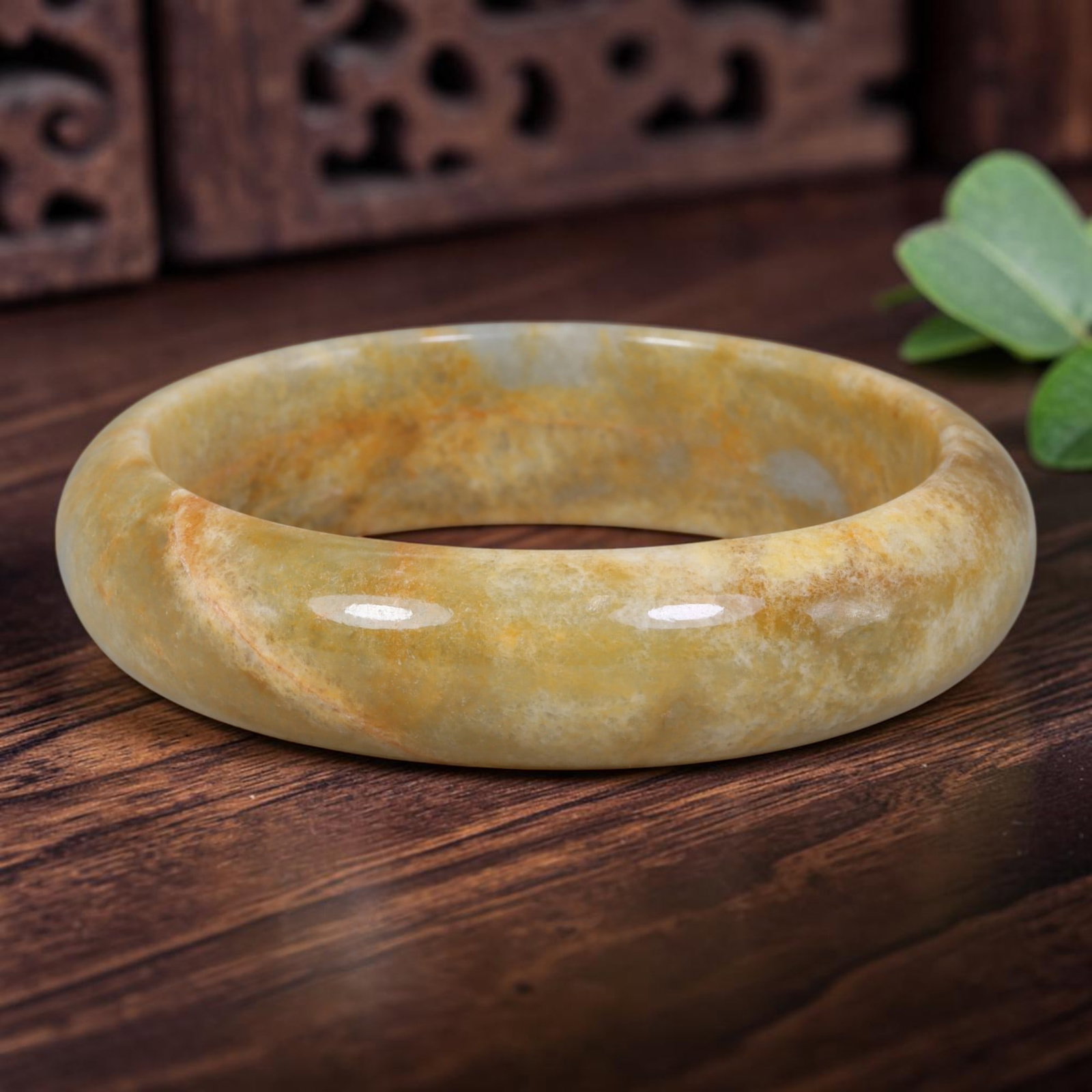 Natural Burmese Type A Full Honey Golden Russet Jadeite Jade Bangle, 99FD (1 of 1)