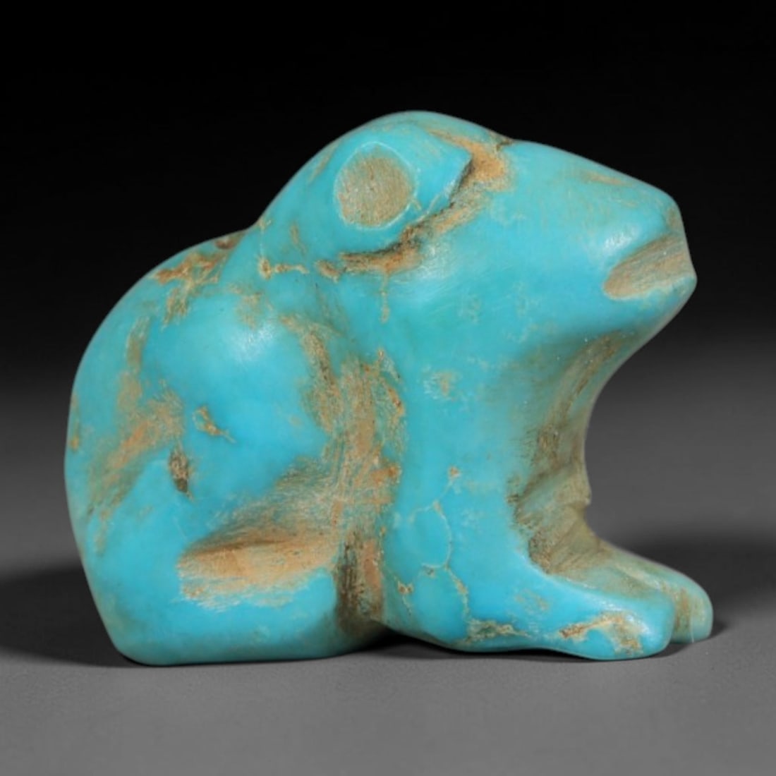 Antique Coptic Egyptian Style Turquoise Stone Frog Zoomorphic Amulet, 82AA (1 of 2)