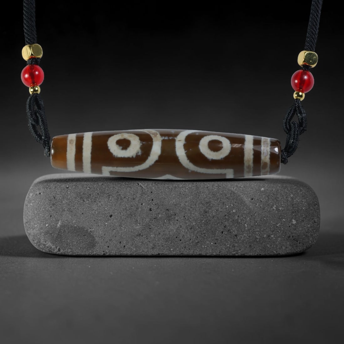 Vintage Tibetan Natural Agate Dzi Bead Pendant, 17AC: Traditional wearable spiritual pendant crafted from solid natural agate stone, rooted in ancient Tibetan cultural and devotional heritage. Agate dzi beads hold immense sacred importance within Tibetan