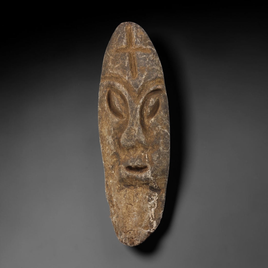 Ancient Medieval Near Eastern Tribal Hand Carved Stone Maskette Amulet, 80AP (1 of 1)