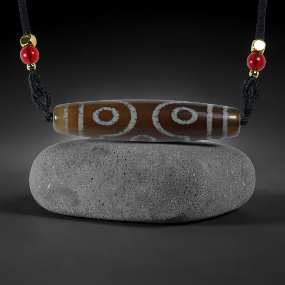 Vintage Tibetan Natural Agate Dzi Bead Pendant, 49AC: Traditional wearable spiritual pendant crafted from solid natural agate stone, rooted in ancient Tibetan cultural and devotional heritage. Agate dzi beads hold immense sacred importance within Tibetan
