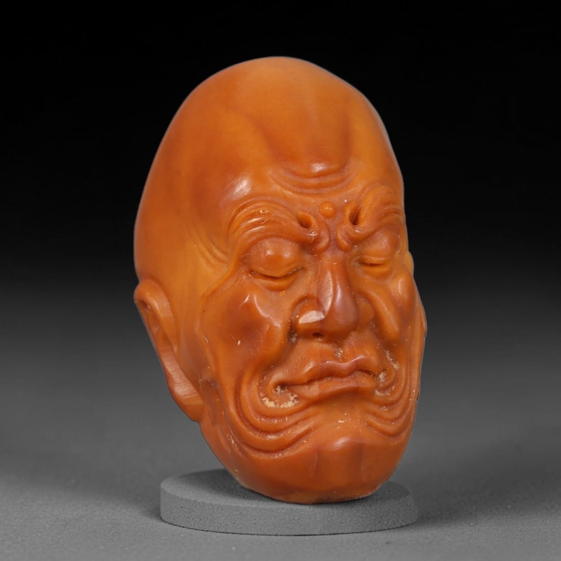 Hand Carved Chinese Natural Olive Nut Drilled Art Bead, 72AC: Traditional hand-sculpted craft bead carved from solid natural olive nut core, representing a classic miniature Chinese micro-carving folk art piece with a pre-drilled suspension bore integrated for e