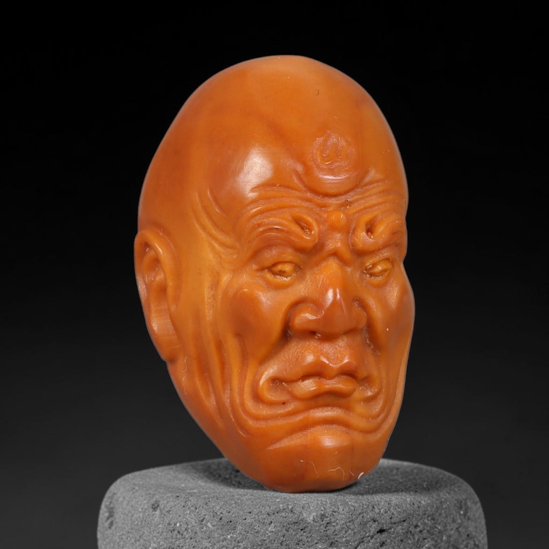Hand Carved Chinese Natural Olive Nut Drilled Art Bead, 70AC: Traditional hand-sculpted craft bead carved from solid natural olive nut core, representing a classic miniature Chinese micro-carving folk art piece with a pre-drilled suspension bore integrated for e
