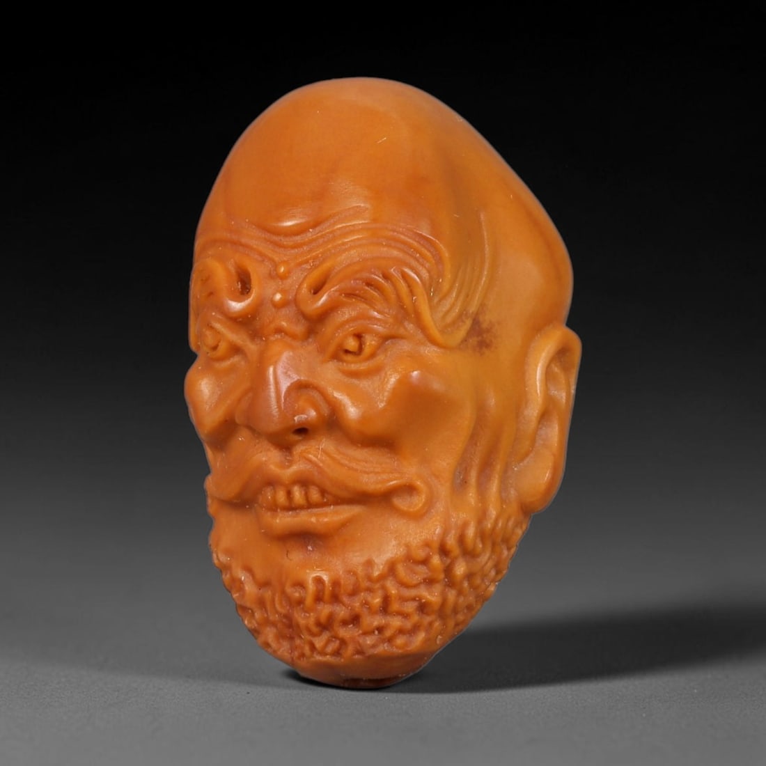 Hand Carved Chinese Natural Olive Nut Drilled Art Bead, 74AC: Traditional hand-sculpted craft bead carved from solid natural olive nut core, representing a classic miniature Chinese micro-carving folk art piece with a pre-drilled suspension bore integrated for e