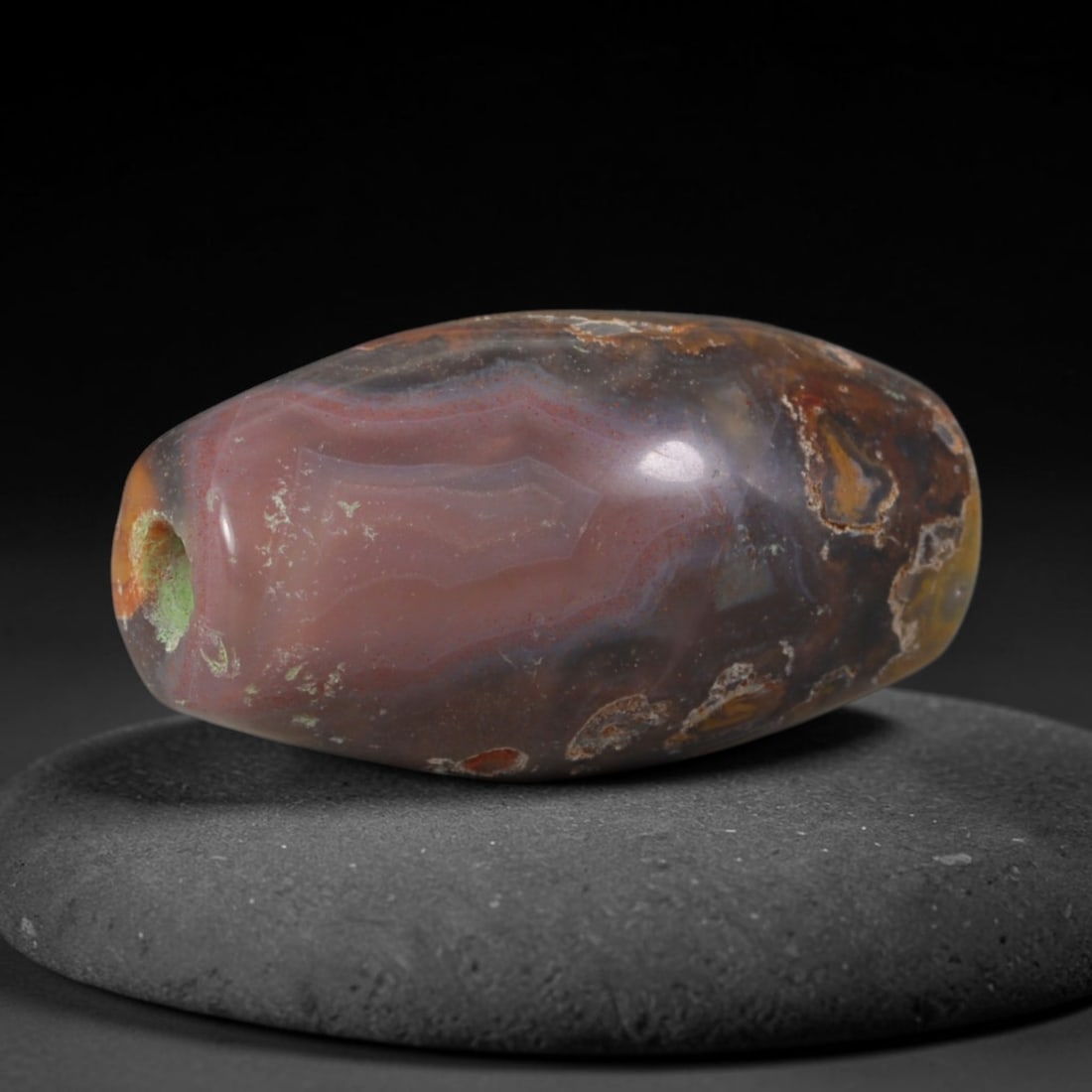 Ancient Sumerian Civilization Banded Agate Barrel Bead (4500-2000 BCE), 53AD (1 of 1)