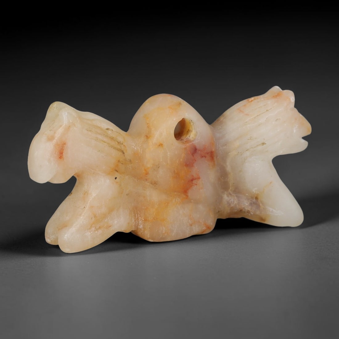 Ancient Near Eastern Banded Calcite Double Feline Zoomorphic Amulet (900-600 BCE), 45AB (1 of 1)