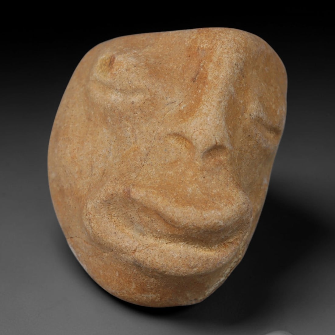 Ancient Medieval Mediterranean Hand Carved Stone Maskette Amulet, 49AP (1 of 1)