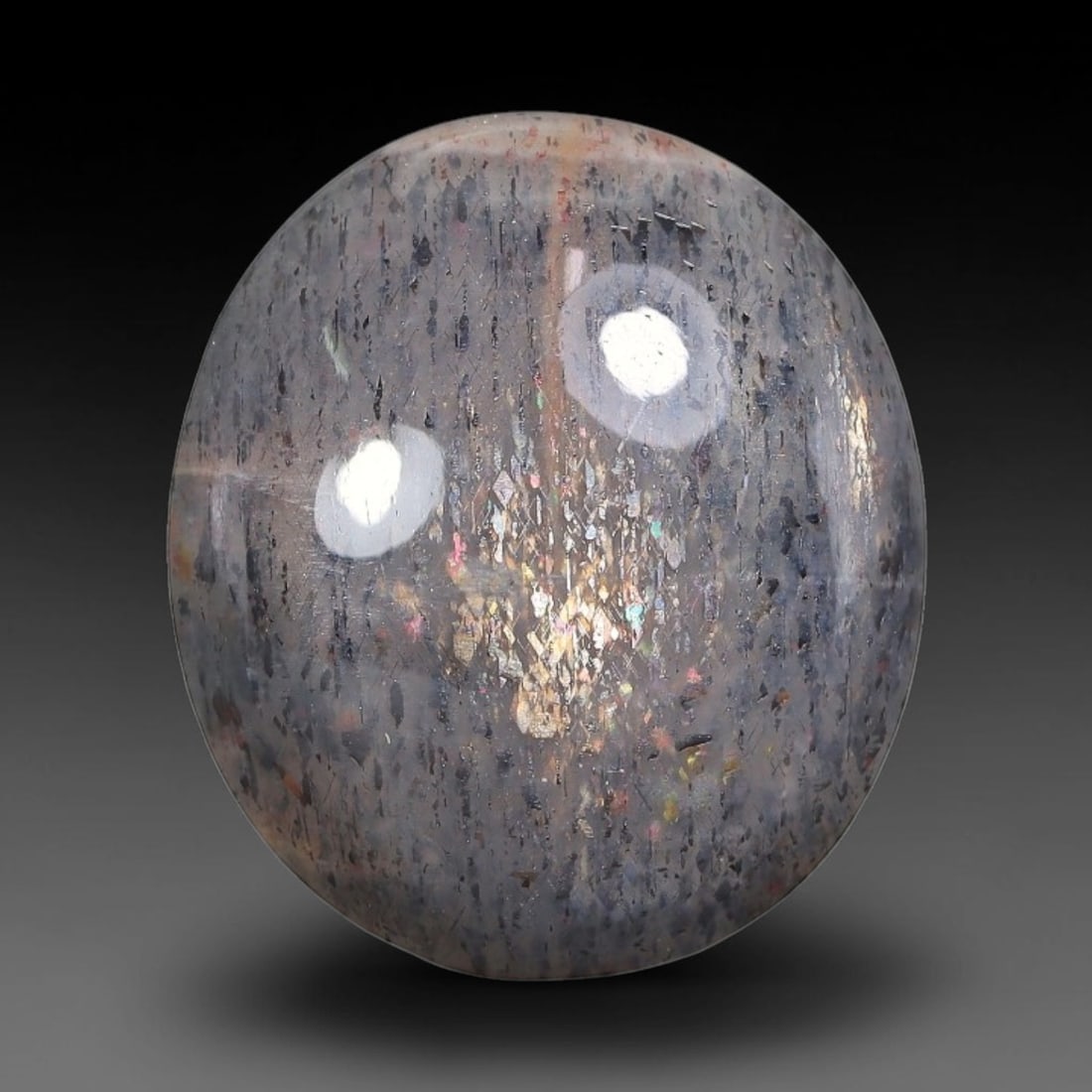 17.87 Carats Natural Australian Lattice Sunstone Cabochon Loose Gemstone, 93AB: This rich lattice sunstone boasts striking vertical mineral lattice inclusions, measured at 18.4x16.2x8.4mm, its earthy blended brown and peach base paired with vibrant multi-colored light reflections