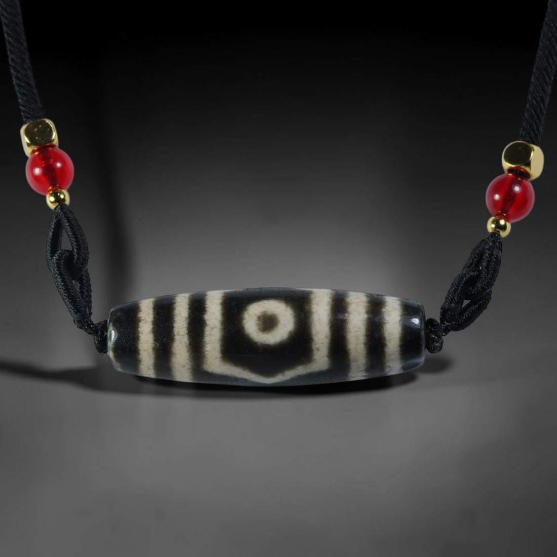 Vintage Tibetan Natural Agate Dzi Bead Pendant, 14AC: Traditional wearable spiritual pendant crafted from solid natural agate stone, rooted in ancient Tibetan cultural and devotional heritage. Agate dzi beads hold immense sacred importance within Tibetan